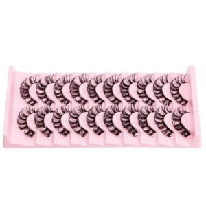 DSLONG 10 Pairs Cluster Lashes D Curl Russian Strip Lashes Fluffy False Eyelashes Individual Natural Wispy Lashes DIY Eyelashes Extension At Home (D01)