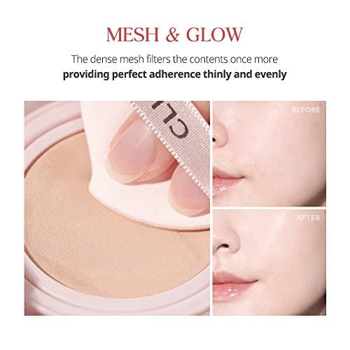 CLIO Kill Cover Mesh Glow Cushion Refill Included (15g*2, 4 GINGER) - Foundation Cushion, Korean Cushion, Glowy Skin Makeup