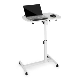 magshion height adjustable mobile desk laptop stand white rolling cart sofa bed side table for bed couch office