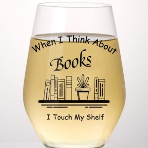 Physkoa Gifts for book lovers,Funny Book Club Stemless Wine Glass Gifts for Reader Lovers, Librarian,Teacher, Nerd Gift Idea, Inspirational Birthday Gifts for Friends-Large 18.5 oz