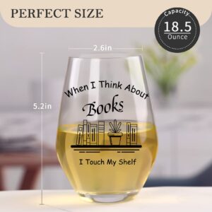 Physkoa Gifts for book lovers,Funny Book Club Stemless Wine Glass Gifts for Reader Lovers, Librarian,Teacher, Nerd Gift Idea, Inspirational Birthday Gifts for Friends-Large 18.5 oz