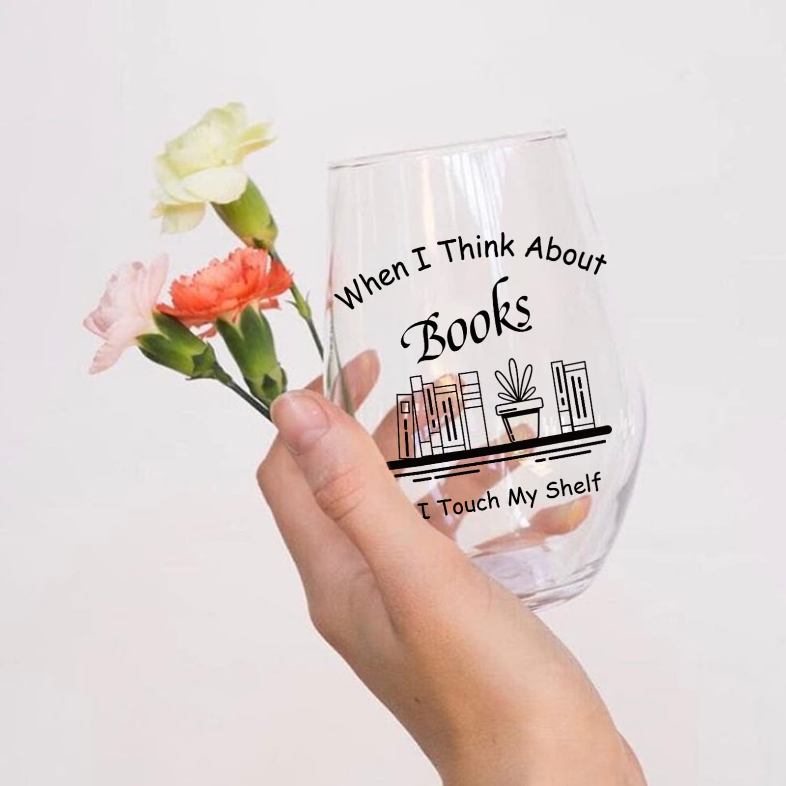 Physkoa Gifts for book lovers,Funny Book Club Stemless Wine Glass Gifts for Reader Lovers, Librarian,Teacher, Nerd Gift Idea, Inspirational Birthday Gifts for Friends-Large 18.5 oz