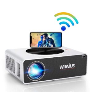 5g wifi projector, wimius new k3 video projector 10000:1 contrast support 300'' screen 4k compatible with usb hdmi vga av for pc ps4 fire tv stick smartphones