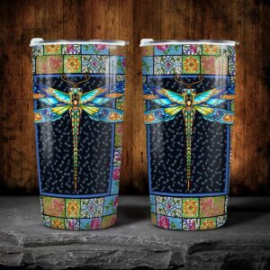 winorax Dragonfly Tumbler Stainless Steel Insulated 20oz Cup Mosaic Drawing Style Coffee Travel Mugs Tumbler With Lid Inspiration Gifts For Women Girls Christmas Birthday Gift