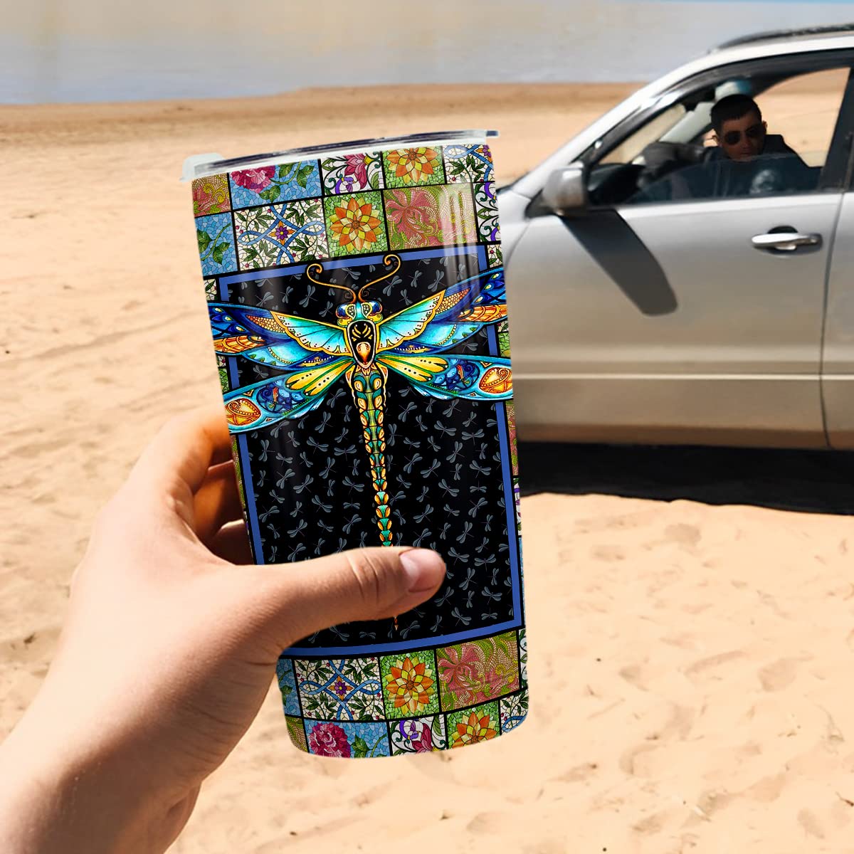 winorax Dragonfly Tumbler Stainless Steel Insulated 20oz Cup Mosaic Drawing Style Coffee Travel Mugs Tumbler With Lid Inspiration Gifts For Women Girls Christmas Birthday Gift