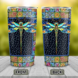 winorax Dragonfly Tumbler Stainless Steel Insulated 20oz Cup Mosaic Drawing Style Coffee Travel Mugs Tumbler With Lid Inspiration Gifts For Women Girls Christmas Birthday Gift