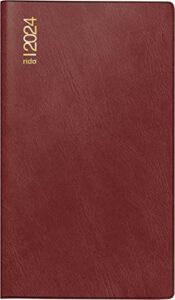 rido/idé monthly calendar model mini planner d 15 2024 2 pages = 1 month sheet size 8.7 x 15.3 cm wine red