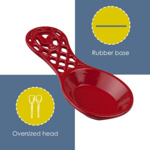 Cast Iron Kitchen Pantry Ware Bundle (3-Piece Set) Red | Includes Paper Towel Holder, Spoon Holder, Napkin Holder | Farmhouse Collection | by Home Basics