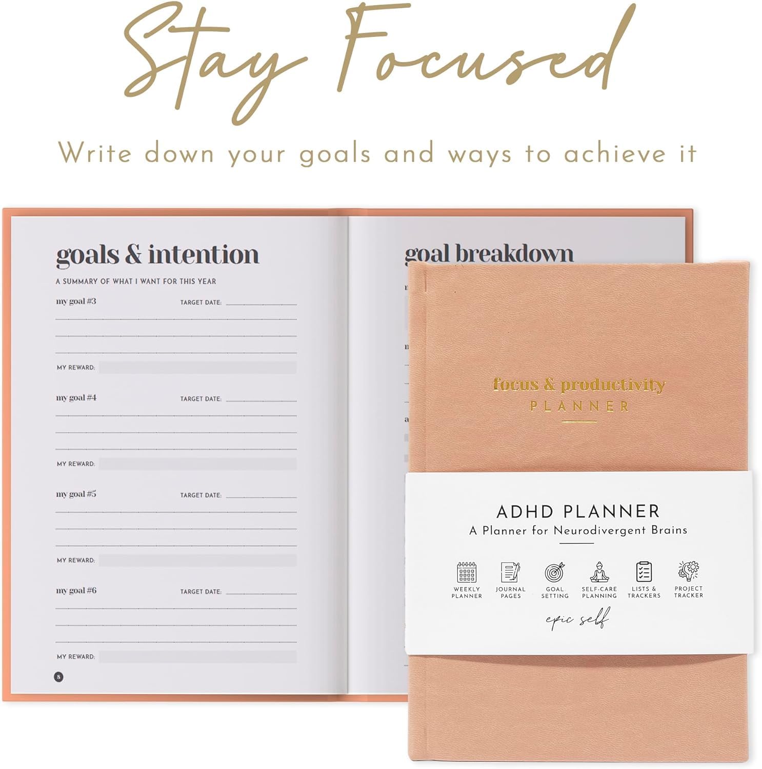 ADHD Planner for Adults: Focus and Productivity Planner - A planner for Neurodivergent Brains - Organization, Goal-Setting, and Time Management - Gift for Men and Women with ADHD