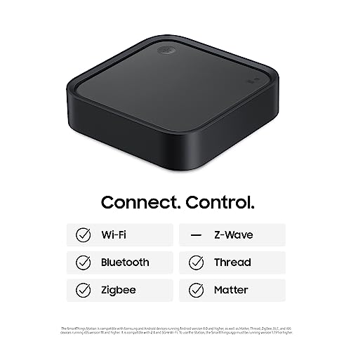 SAMSUNG SmartThings Station with Power Adapter, 15W Super Fast Wireless Charger, Smart Home Hub, 2023, EP-P9500TBEGUS, Black