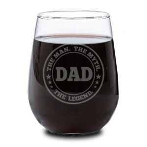 MYETCHEY Dad The Man The Myth The Legend, Wine Glass, Wine Glasses for Dad, Grandpa Wine Glass, Father's Day Gifts, Personalized Wine Glass