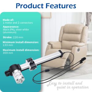 Okin Refined-R Model JLDQ-18 & JLDQ.18.133.226D02 Power Recliner Motor, Electric Lift Chair Reclining Couch Sofa Actuator Replacement Part for JLDQ.18.133.226D