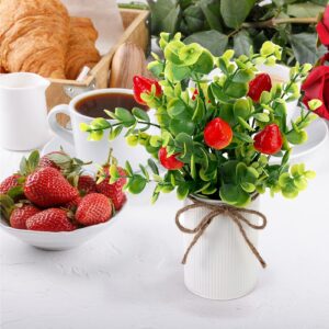 Omldggr 3Pack Artificial Farmhouse Centerpiece Decoration- Artificial Strawberry, Lemon, Orange, Artificial Potted Plant for Spring Summer Farmhouse Decoration, Home Tiered Tray Tabletop Display