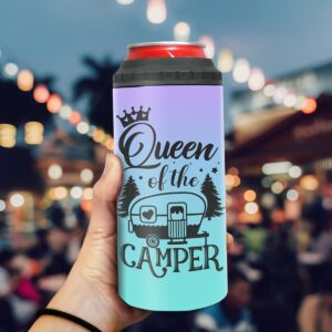 winorax Queen of The Camper Tumbler Can Cooler 4-in-1 Camping Gifts For Campers Woman from Husband Boyfriend Sisters Best Friend Coffee Cup with Lid 16oz Stainless Travel Mug