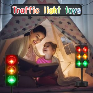 Traffic Light Lamp Color Change Mini Stop Light Lamp 11 Inch Stop Sign Room Decor USB Traffic Light Cool Decorative Traffic Light Desk Lamp for Boys Girls Kids Room Party Decorations (2 Pcs)