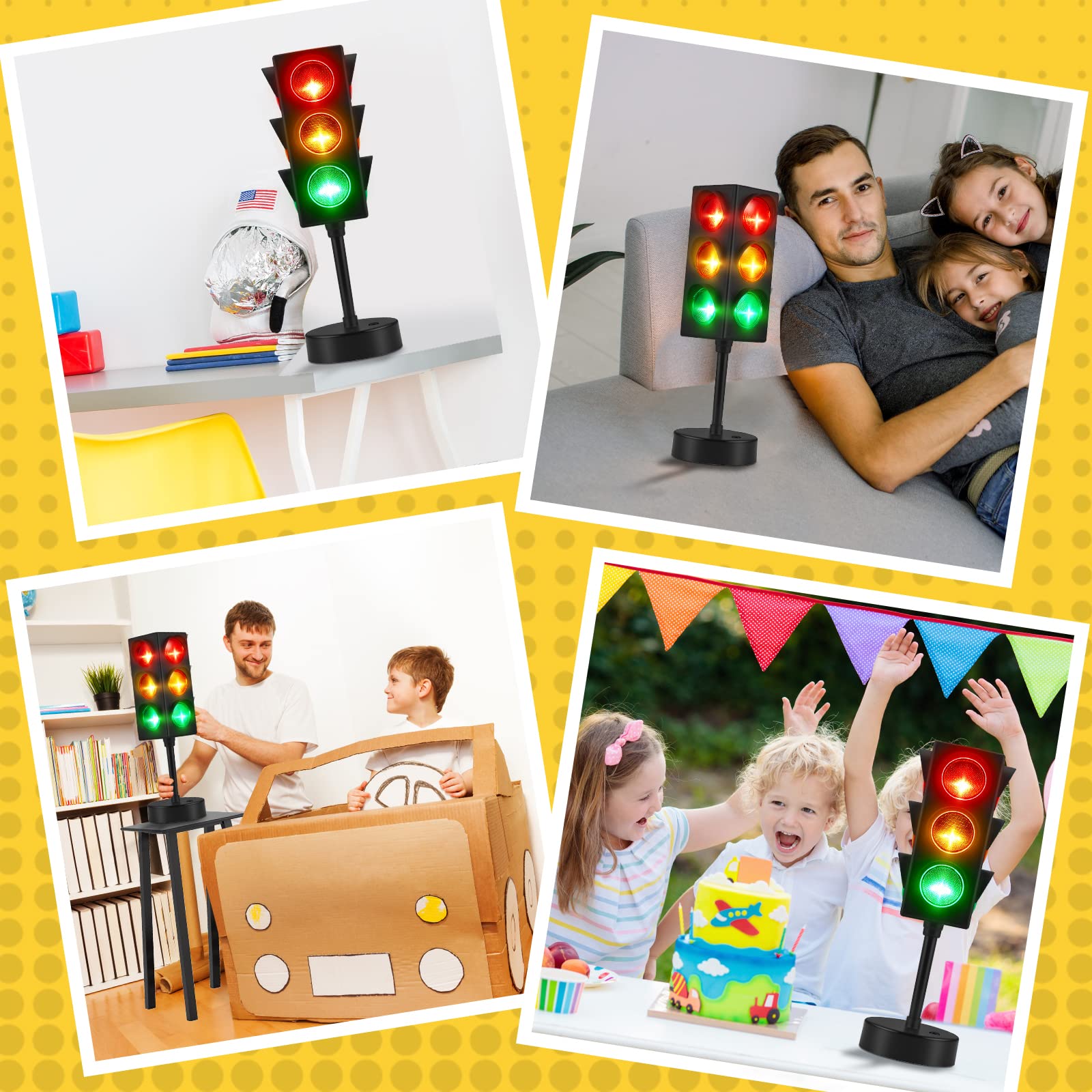 Traffic Light Lamp Color Change Mini Stop Light Lamp 11 Inch Stop Sign Room Decor USB Traffic Light Cool Decorative Traffic Light Desk Lamp for Boys Girls Kids Room Party Decorations (2 Pcs)