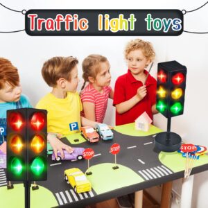 Traffic Light Lamp Color Change Mini Stop Light Lamp 11 Inch Stop Sign Room Decor USB Traffic Light Cool Decorative Traffic Light Desk Lamp for Boys Girls Kids Room Party Decorations (2 Pcs)