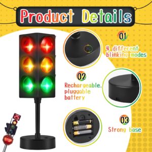 Traffic Light Lamp Color Change Mini Stop Light Lamp 11 Inch Stop Sign Room Decor USB Traffic Light Cool Decorative Traffic Light Desk Lamp for Boys Girls Kids Room Party Decorations (2 Pcs)