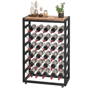 dripex wine rack freestanding for 30 bottles, bottle rack with 6 shelves vintage wine storage display shelves with tabletop for cellar kitchen bar dining room (l23.22x w11.81x h34.65 inches)