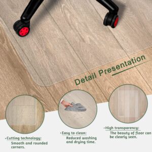 Futurwit Office Chair Mat for Hardwood Floor, 48" x 30" Clear Desk Chair Mat, Transparent Plastic Chair Mat for Rolling Chairs, Easy to Clean (Rectangle)