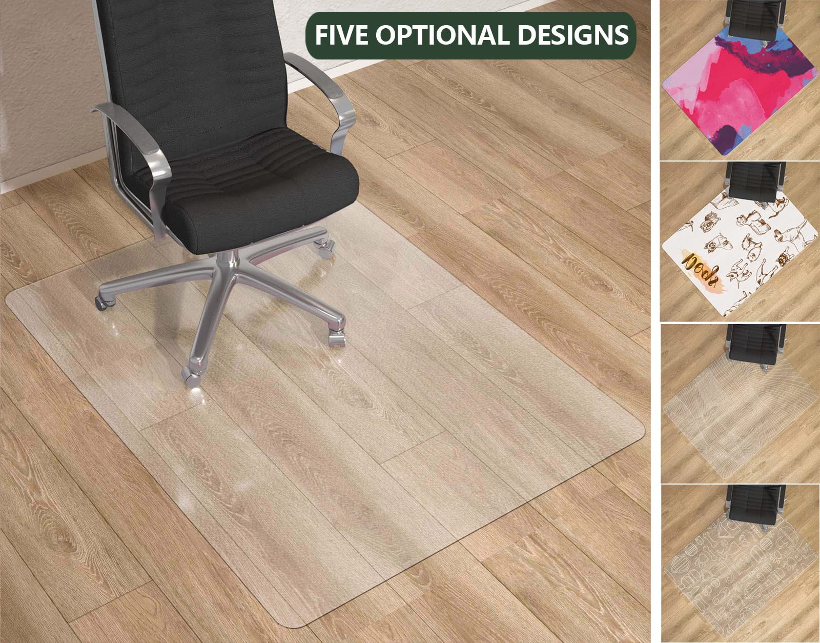 Futurwit Office Chair Mat for Hardwood Floor, 48" x 30" Clear Desk Chair Mat, Transparent Plastic Chair Mat for Rolling Chairs, Easy to Clean (Rectangle)