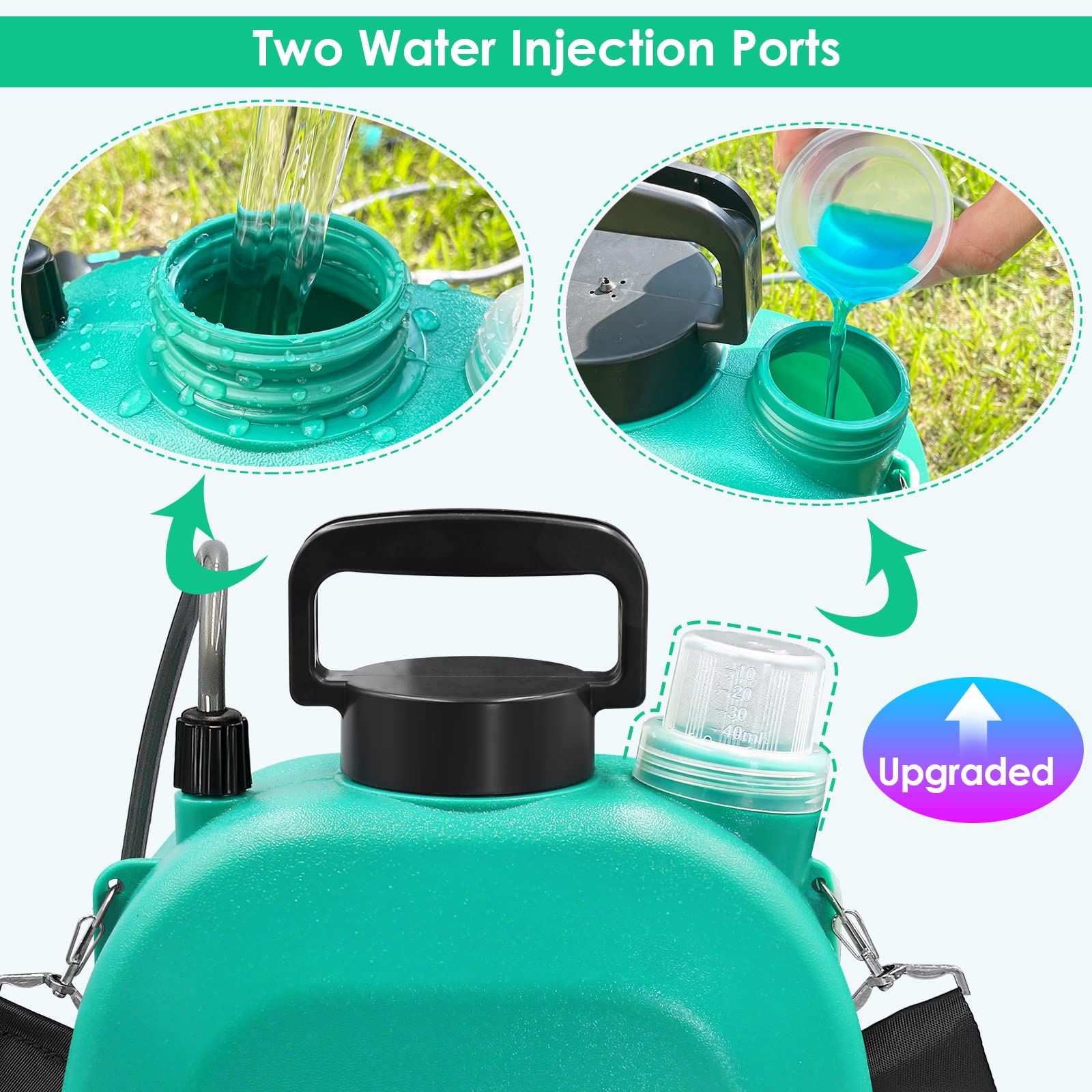 Battery Powered Sprayer 1.35Gallon, Upgrade Electric Sprayer with 3 Mist Nozzles, USB Rechargeable Handle and Retractable Wand, Garden Sprayer with Adjustable Shoulder Strap for Lawn,Garden,Cleaning