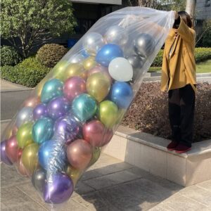 2 pcsthickened plastic balloon bags clear giant storage bags include 1 pcs 98 x 59 inch, 1 pcs 59 x 47 inch balloon bags for transport storage birthday celebration eve party supplies