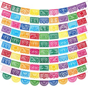 oudain 10 pack fiesta party decoration mexican party banners 164 ft felt cinco de mayo papel picado banner for mexican theme day of the dead dia de los muertos party supplies