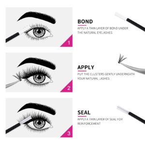 FADLASH Lash Bond and Seal 10ml Individual Lashes Glue and Seal Super Strong Hold DIY Lash Extension Kit Hold 48-72 Hours Waterproof Cluster Lash Glue Eyelash Extension Kit