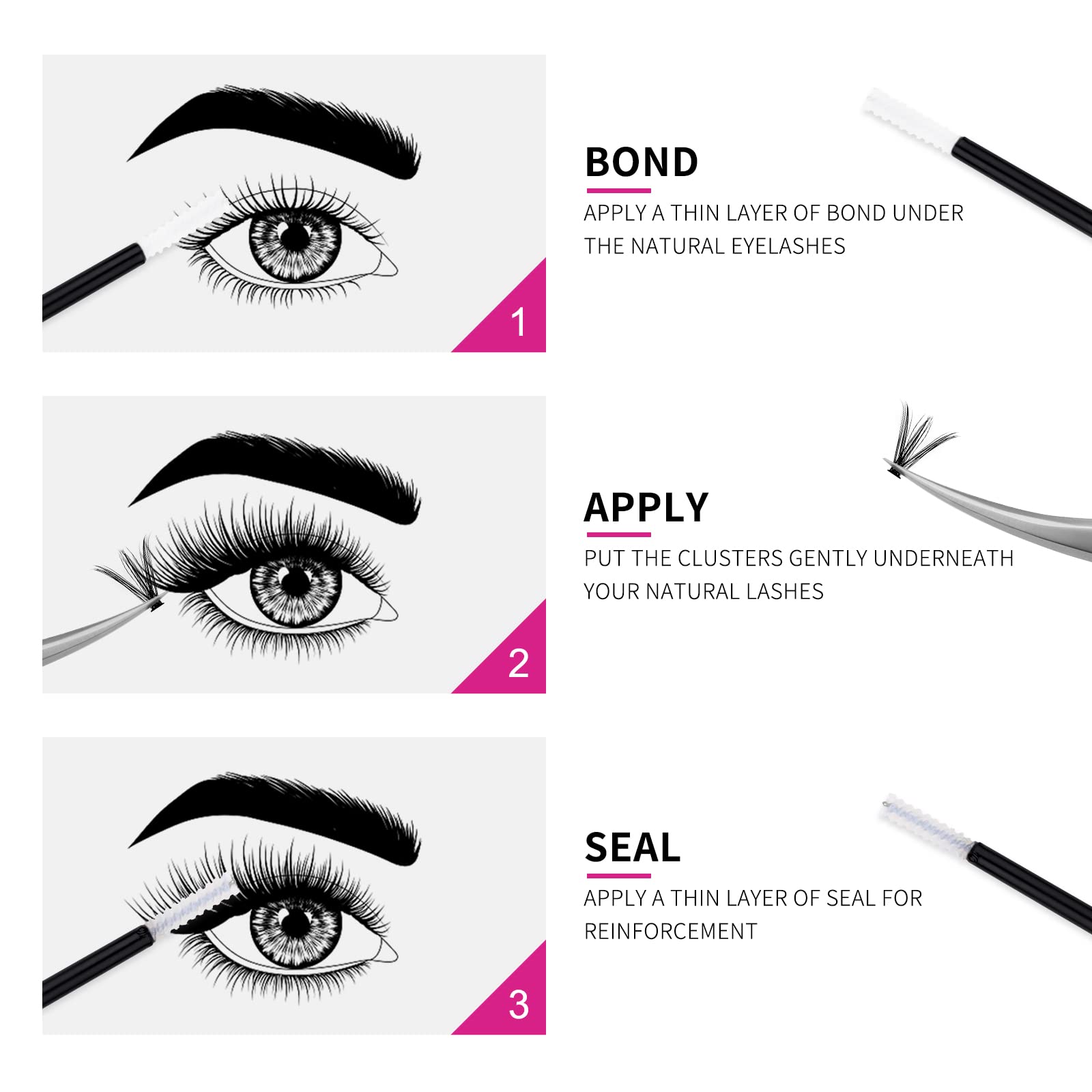 FADLASH Lash Bond and Seal 10ml Individual Lashes Glue and Seal Super Strong Hold DIY Lash Extension Kit Hold 48-72 Hours Waterproof Cluster Lash Glue Eyelash Extension Kit