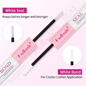 FADLASH Lash Bond and Seal 10ml Individual Lashes Glue and Seal Super Strong Hold DIY Lash Extension Kit Hold 48-72 Hours Waterproof Cluster Lash Glue Eyelash Extension Kit