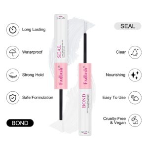 FADLASH Lash Bond and Seal 10ml Individual Lashes Glue and Seal Super Strong Hold DIY Lash Extension Kit Hold 48-72 Hours Waterproof Cluster Lash Glue Eyelash Extension Kit