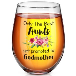 thank you for being my godmother wine glass, personalized mother's day birthday christmas gift for godmother mother, 17 oz godmother announcement wine glass for godmother from godchild (only the best)