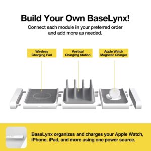 Scosche BLKIT1WT BaseLynx Modular Charging System - Wireless Charging Station with Apple Watch Charger - Qi-Certified Charger - Multi Device Charging Station with USB Ports for Portable Devices, White