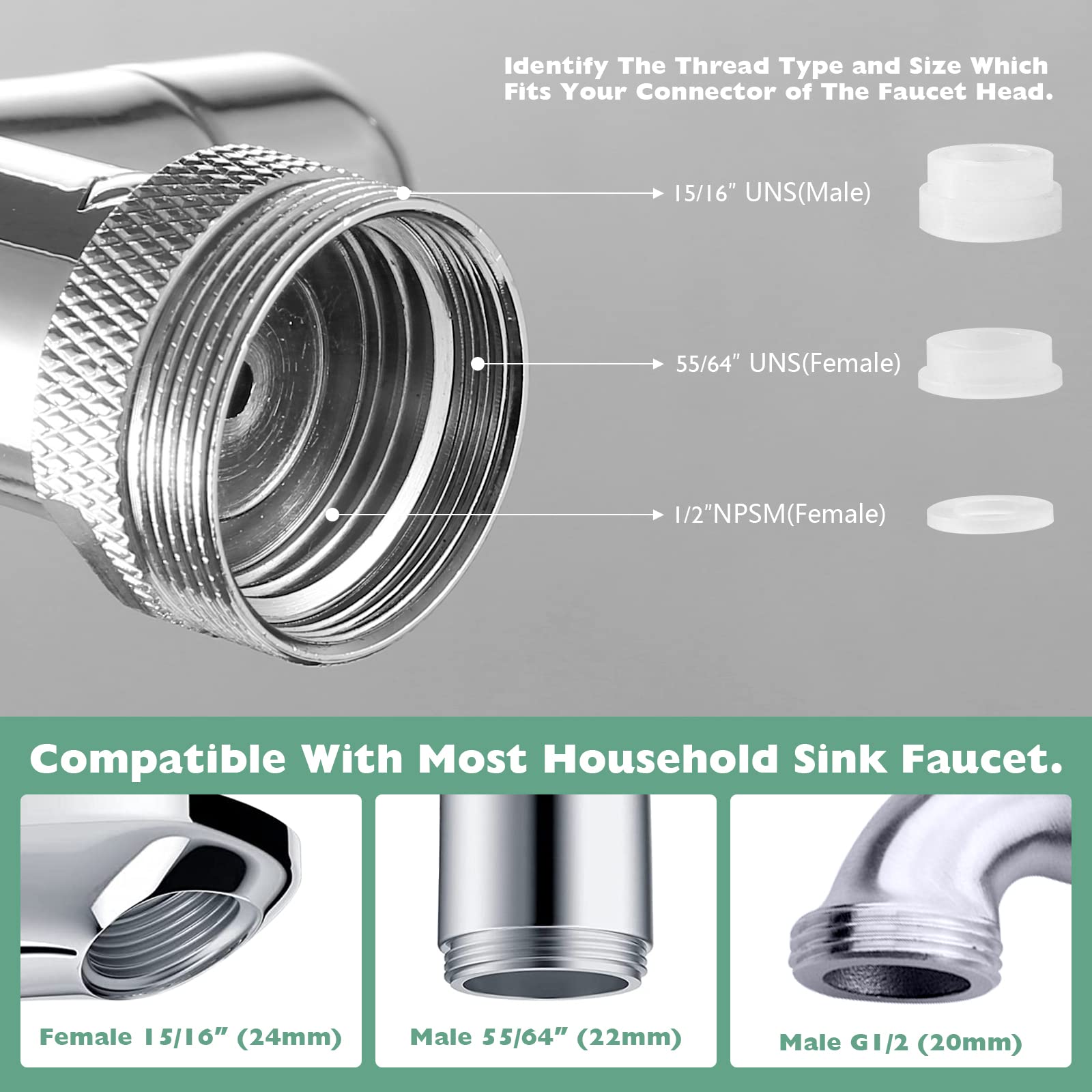 1440° Swivel Faucet Extender(Updated from 1080°), Robotic Arm Faucet Aerator with Female/Male Thread, Sink Faucet Attachment with 2 Water Modes for Kitchen or Bathroom, Plastic Sink Aerator Chrome