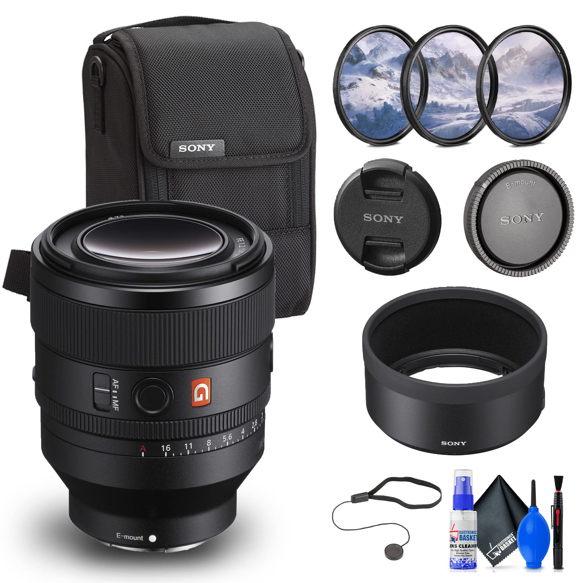 Sony FE 50mm f/1.2 GM Lens E (SEL50F12GM) + Filter Kit + Cap Keeper + Cleaning Set (Renewed)