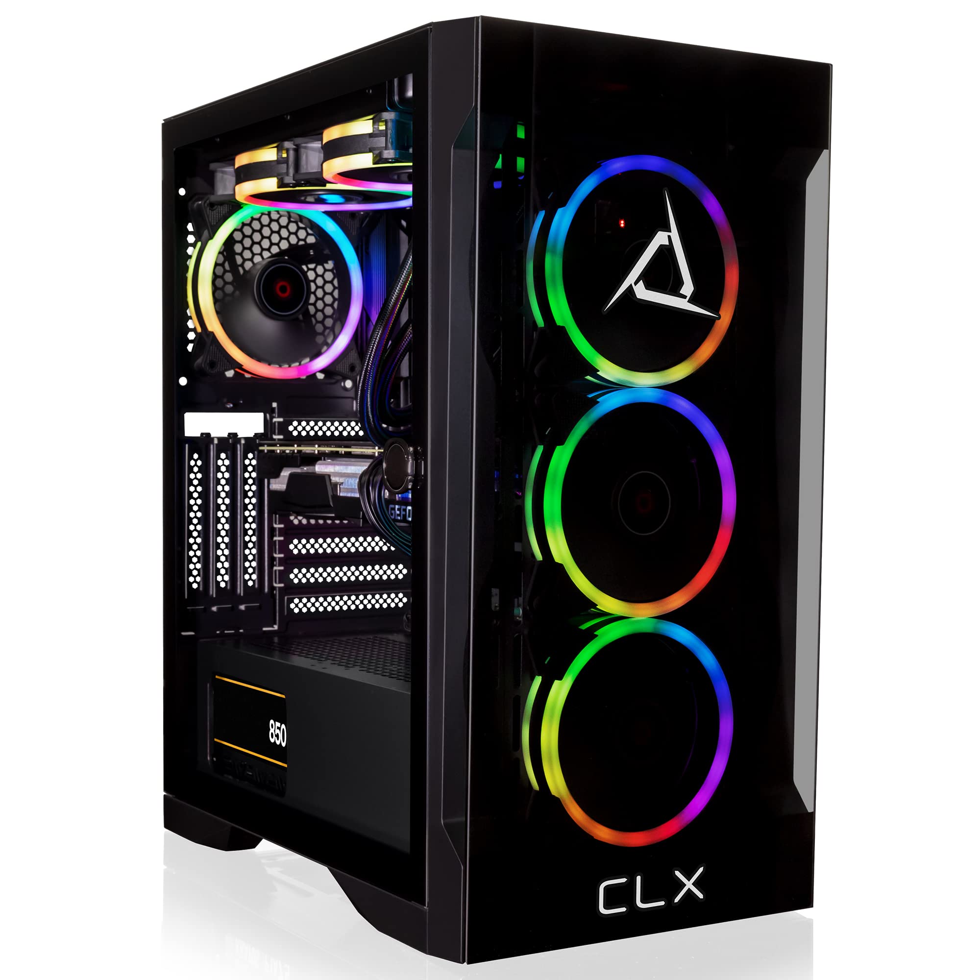 CLX Set Gaming Desktop - Liquid Cooled AMD Ryzen 9 7900X 4.7GHz 12-Core Processor 32GB DDR5 5200MHz Memory GeForce RTX 4070 Ti 12GB GDDR6X Graphics 1TB NVMe M.2 SSD 4TB HDD WiFi Windows 11 Home black