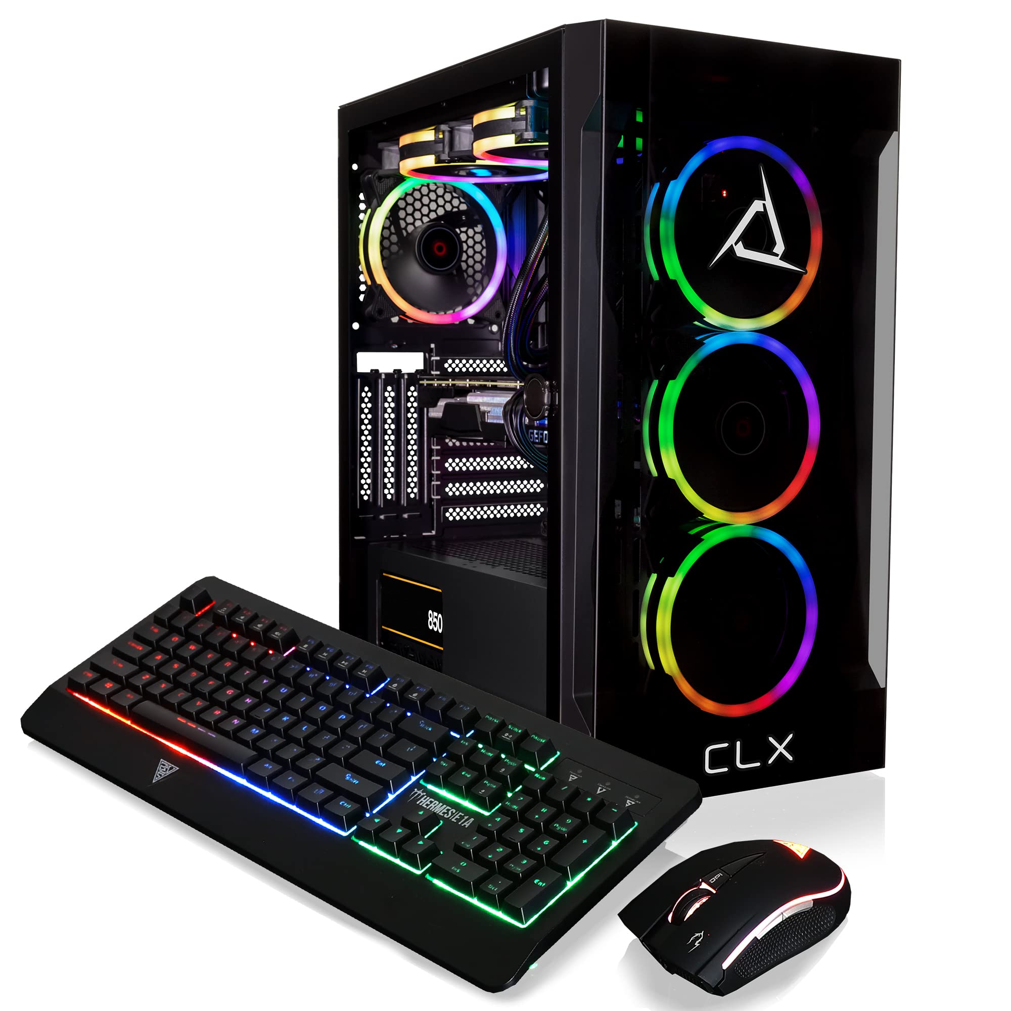 CLX Set Gaming Desktop - Liquid Cooled AMD Ryzen 9 7900X 4.7GHz 12-Core Processor 32GB DDR5 5200MHz Memory GeForce RTX 4070 Ti 12GB GDDR6X Graphics 1TB NVMe M.2 SSD 4TB HDD WiFi Windows 11 Home black