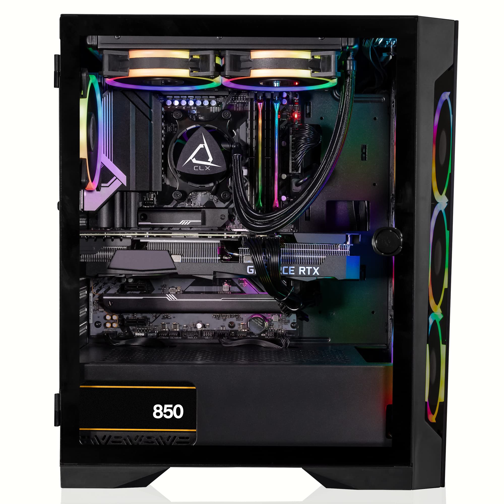 CLX Set Gaming Desktop - Liquid Cooled AMD Ryzen 9 7900X 4.7GHz 12-Core Processor 32GB DDR5 5200MHz Memory GeForce RTX 4070 Ti 12GB GDDR6X Graphics 1TB NVMe M.2 SSD 4TB HDD WiFi Windows 11 Home black