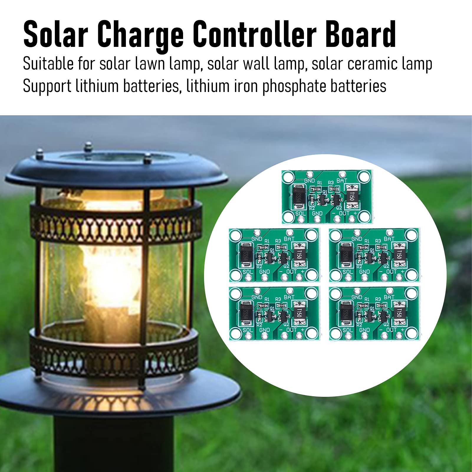 5pcs Solar Controller Board Battery Charging Controller Module Circuit Board for Solar Lamp