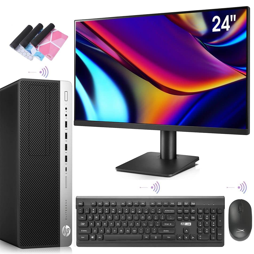 HP Desktop Computer EliteDesk 800 G3 SFF PC,i5 Small Form Factor Business Desk Top,24'FHD Monitor,32GB Ram 1TB NVMe M.2 SSD + 500GB HDD,WiFi,BT,HDMI,DP,DVD,Wireless K&M + TJJ Mouse PAD(Renewed)