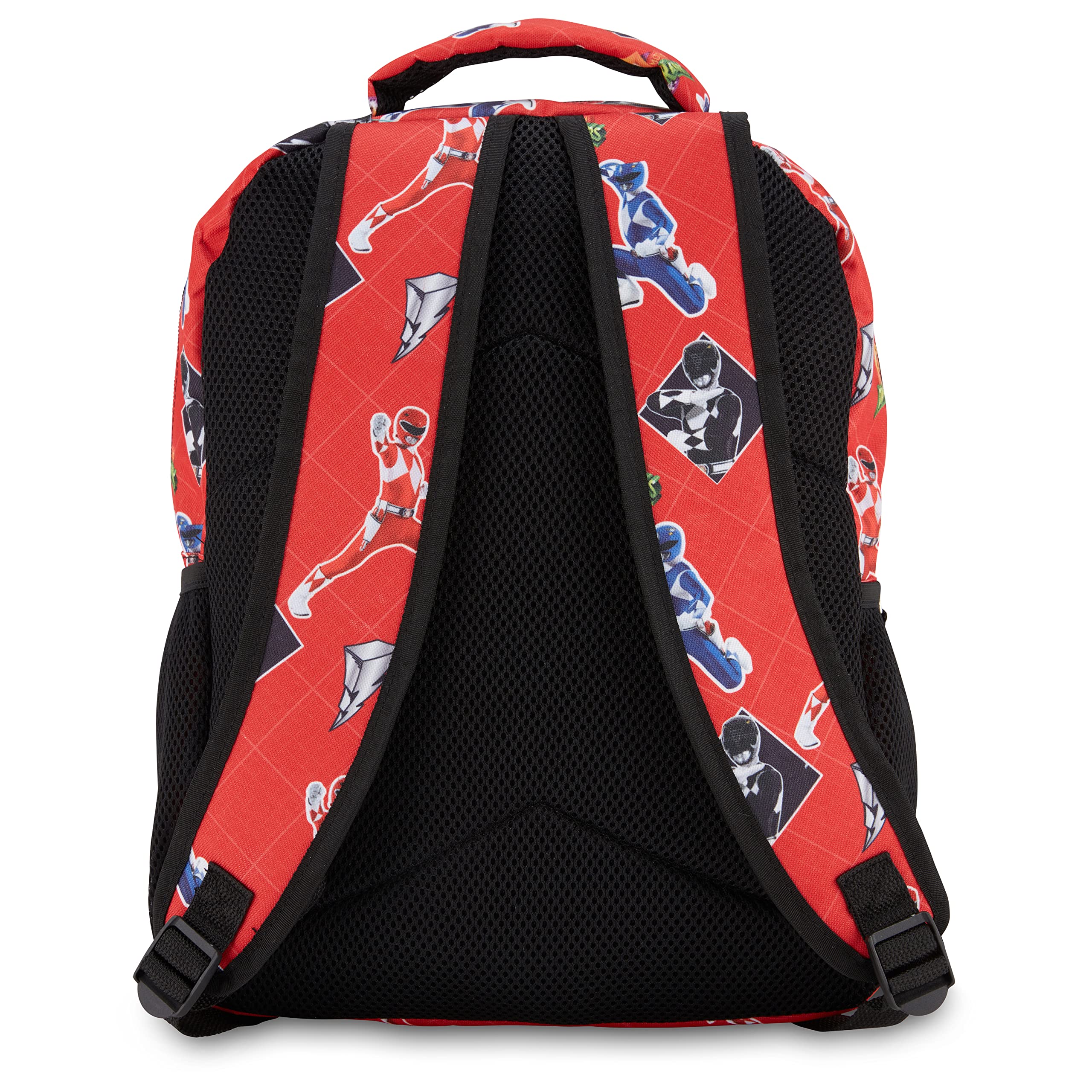 Power Rangers Classic Allover Backpack - Red, Pink, Black, Green Yellow and Green Ranger - Official Power Rangers School Bookbag (Red)