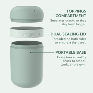 Bentgo® Snack Cup - Reusable Snack Container with Leak-Proof Design, Toppings Compartment, and Dual-Sealing Lid, Portable & Lightweight for Work, Travel, Gym - Dishwasher Safe (Mint Green)