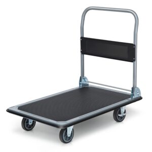 magshion platform hand truck cart, high carbon steel folding & rolling flatbed cart with 4 heavy-duty casters load capacity 661lbs for home, office loading (black)
