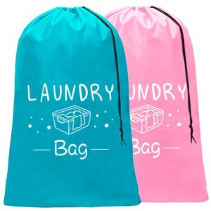 sylfairy 2 pack extra large travel laundry bag, dirty clothes organizer with drawstring,heavy duty travel laundry bags,easy fit a laundry hamper or basket travel essentials