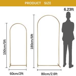 Fullvaseer Gold Wedding Arch Stand Metal Wedding Arch Backdrop Stand for Birthday Party Wedding Ceremony Bridal Decoration(5Ft,6Ft)