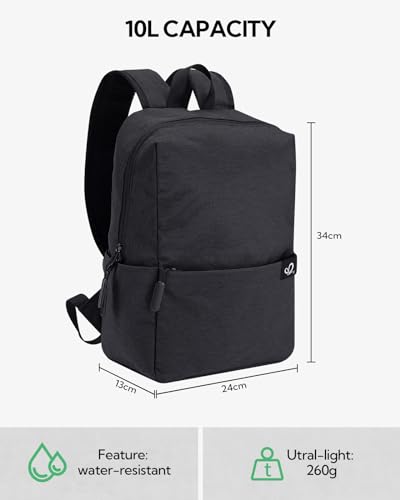 WATERFLY Mini Basic Lightweight Backpack: Simple Solid Color Lightweight Casual Everyday Backpack Small Basic Ultralight Travel Daypack For Woman Man Adult