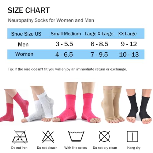 4 Pairs Neuropathy Socks for Women and Men, Soothe Socks for Neuropathy Pain, Toeless Compression Ankle Socks, Ankle Brace Plantar Fasciitis Relief