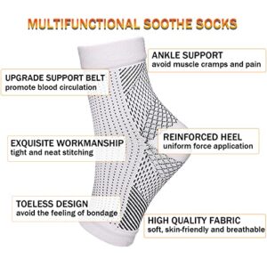 4 Pairs Neuropathy Socks for Women and Men, Soothe Socks for Neuropathy Pain, Toeless Compression Ankle Socks, Ankle Brace Plantar Fasciitis Relief