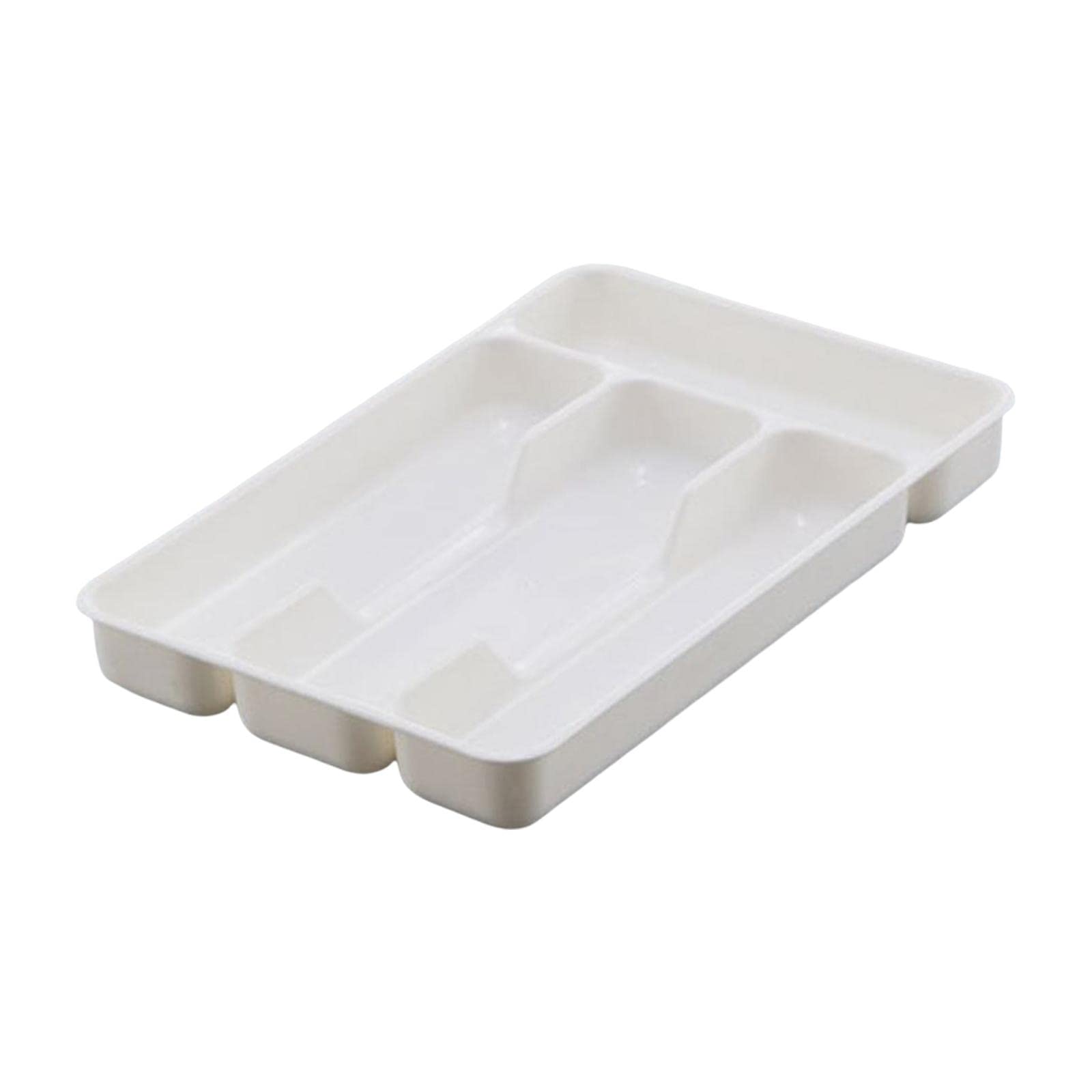 Bothyi Cutlery Tray Fittings Multipurpose Organizer with 4 Compartments Cutlery Storage Box Durable for Office Kitchen Tableware Drawer Silverware, White